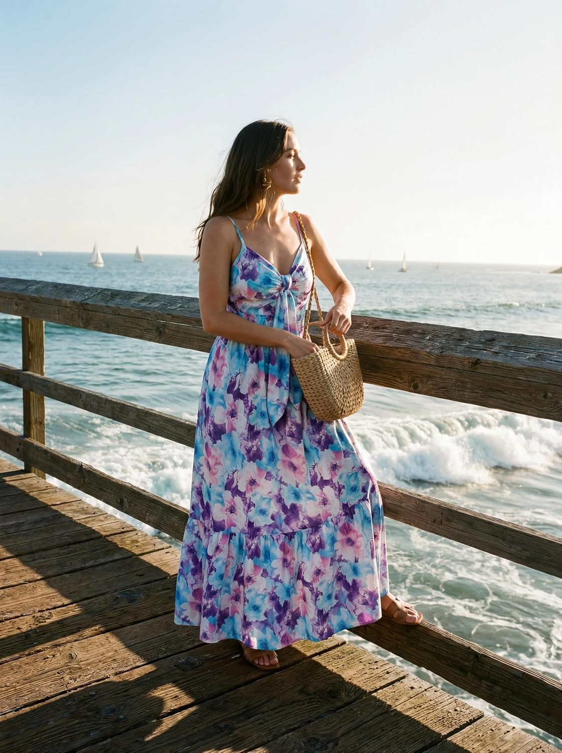 image:imageGRACE KARIN Womens Summer Maxi Floral Beach Dresses 2026Blue Purple Floral