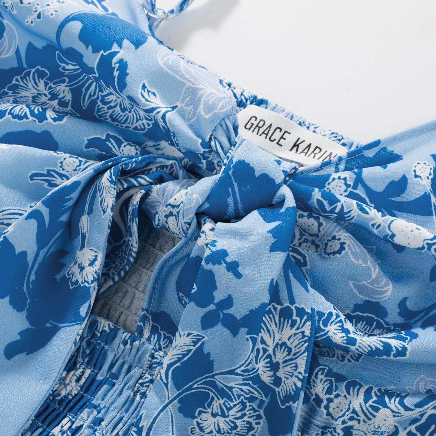 image:imageGRACE KARIN Womens Summer Maxi Floral Beach Dresses 2026Blue White Vine