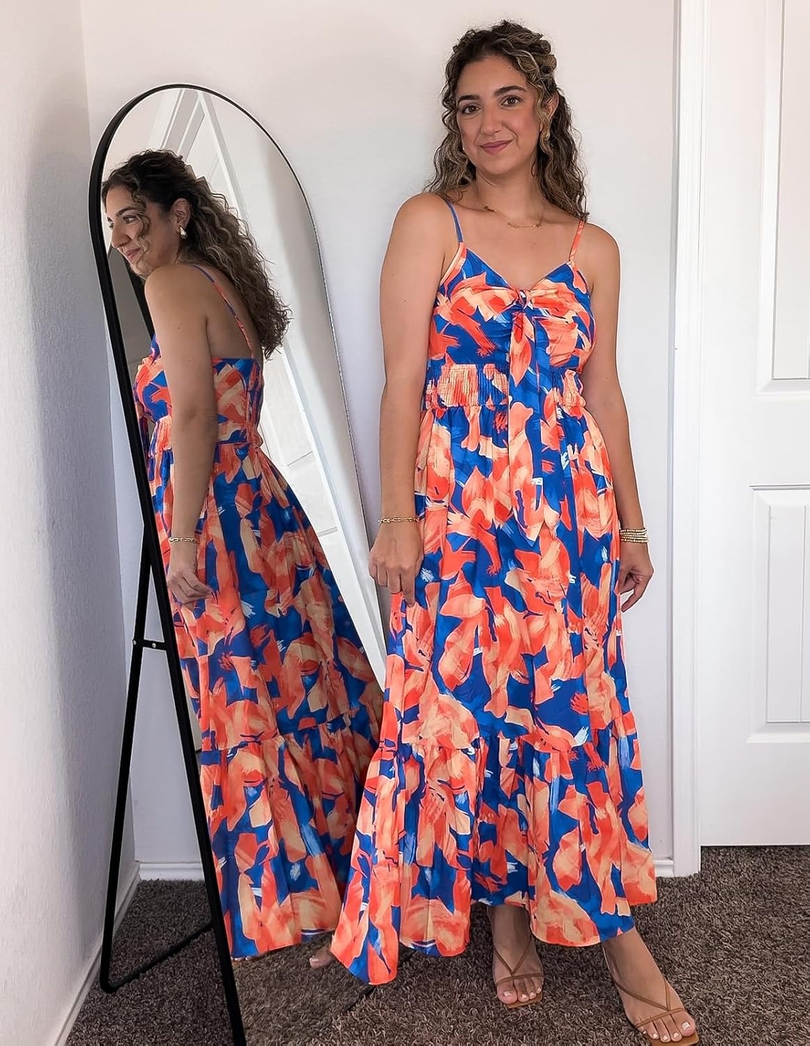 image:imageGRACE KARIN Womens Summer Maxi Floral Beach Dresses 2026Orange Blue Floral