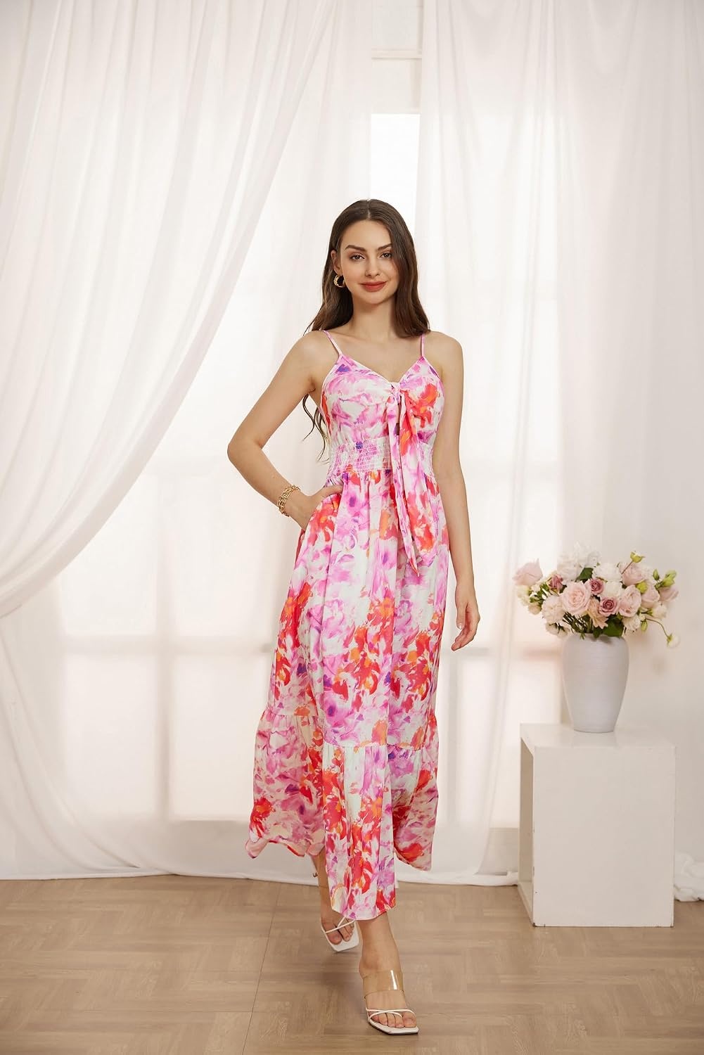 image:imageGRACE KARIN Womens Summer Maxi Floral Beach Dresses 2026Red Purple Floral
