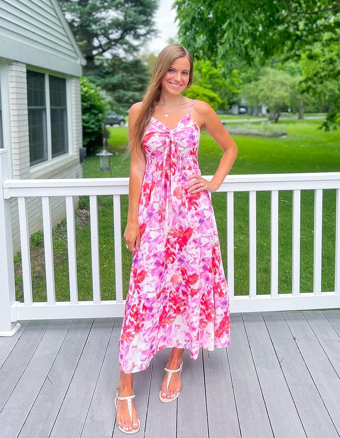 image:imageGRACE KARIN Womens Summer Maxi Floral Beach Dresses 2026Red Purple Floral