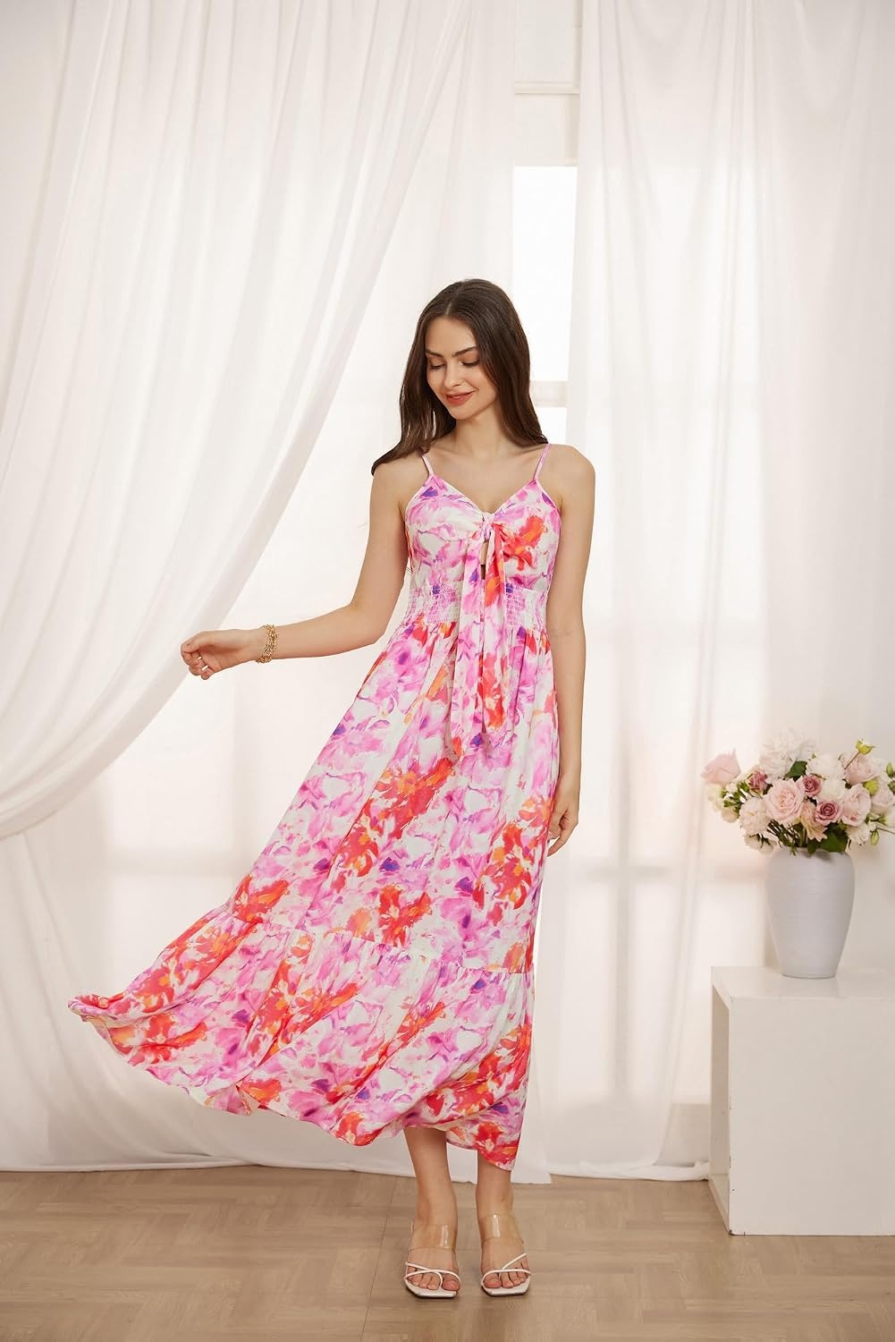 image:imageGRACE KARIN Womens Summer Maxi Floral Beach Dresses 2026Red Purple Floral
