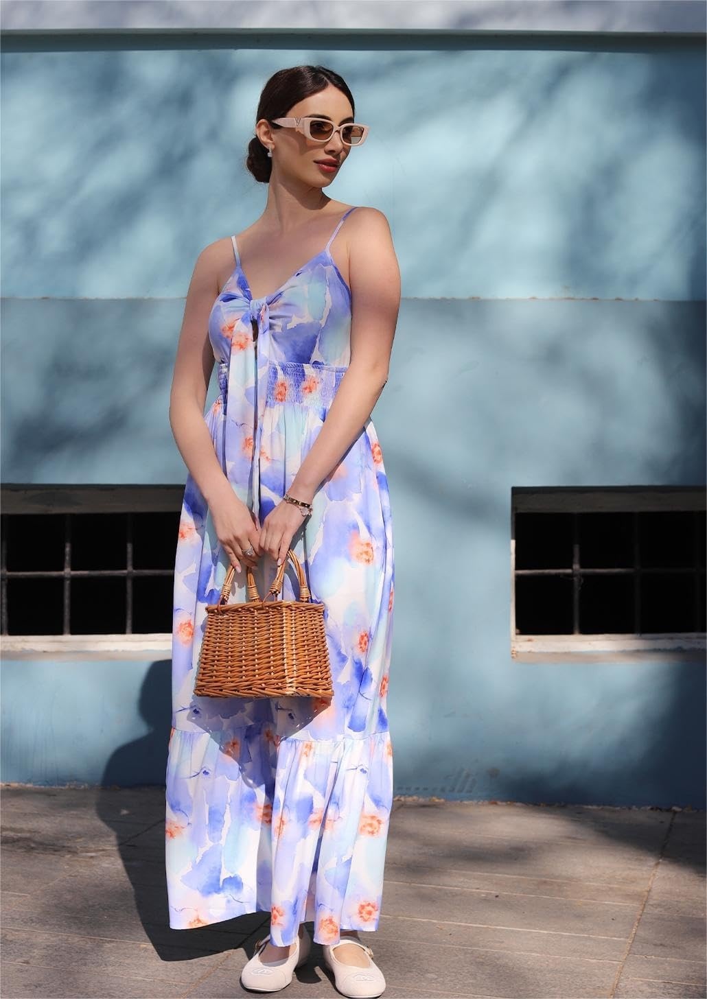 image:imageGRACE KARIN Womens Summer Maxi Floral Beach Dresses 2026White Blue Flowers
