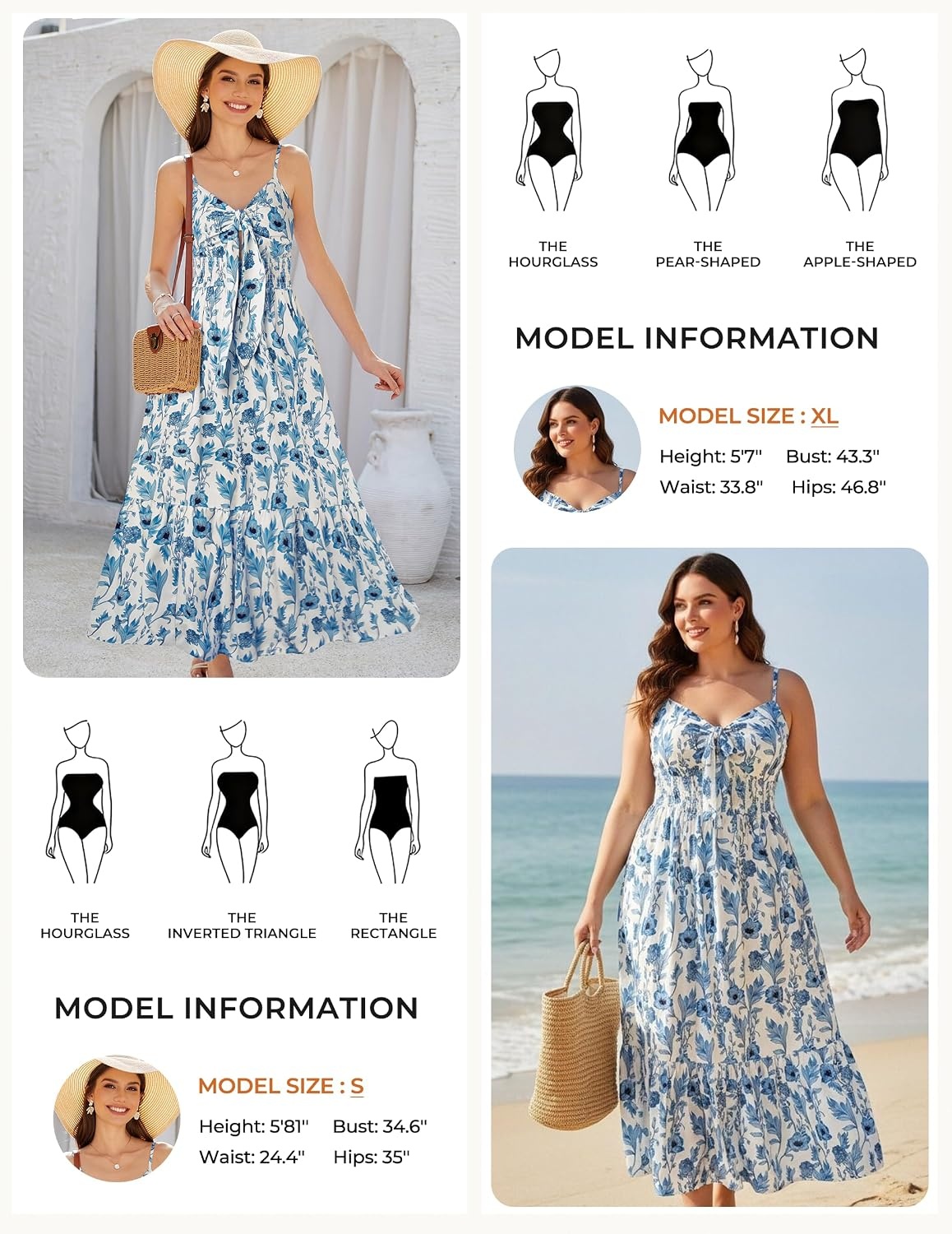 image:imageGRACE KARIN Womens Summer Maxi Floral Beach Dresses 2026White Blue Vine