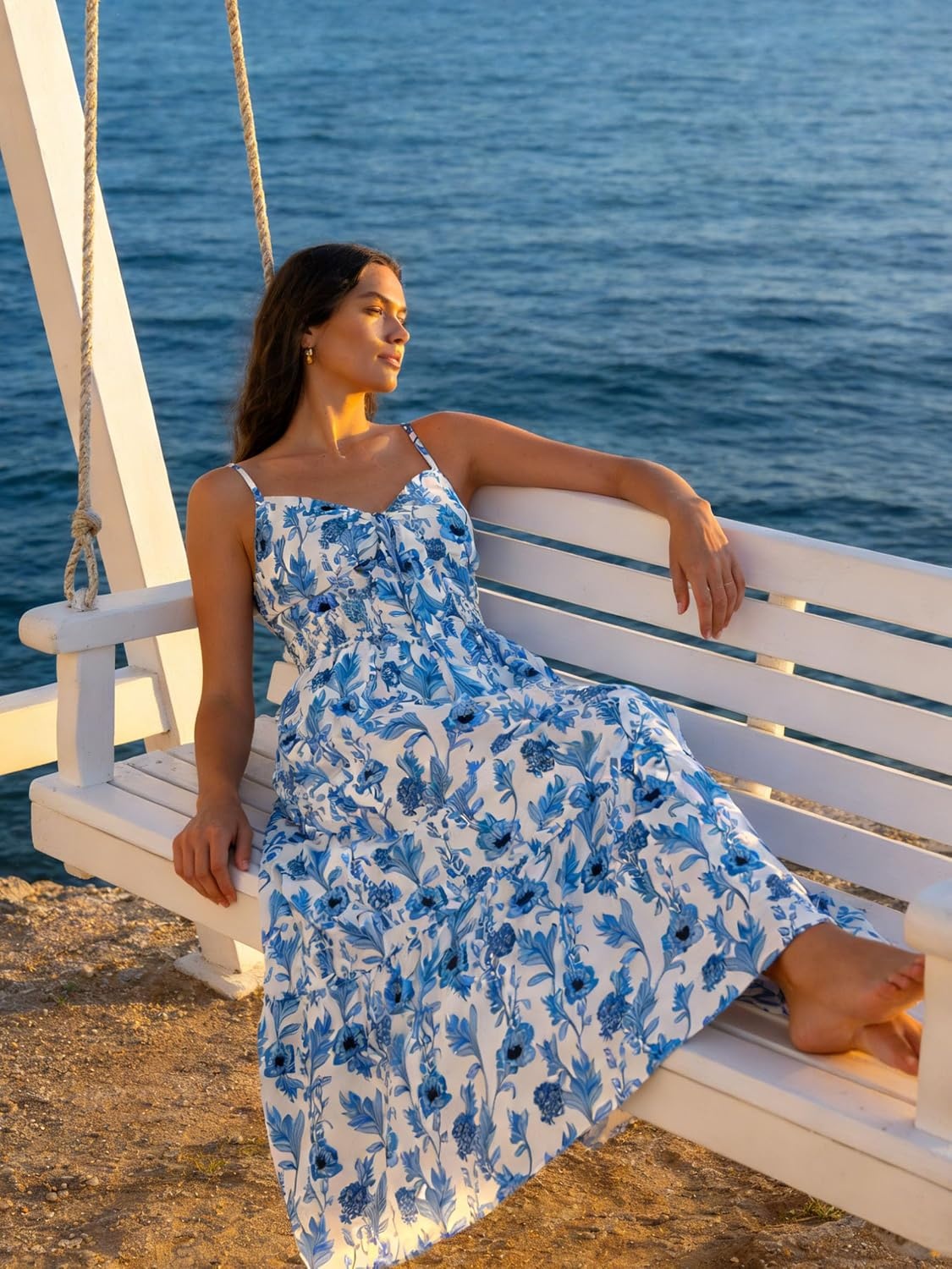 image:imageGRACE KARIN Womens Summer Maxi Floral Beach Dresses 2026White Blue Vine