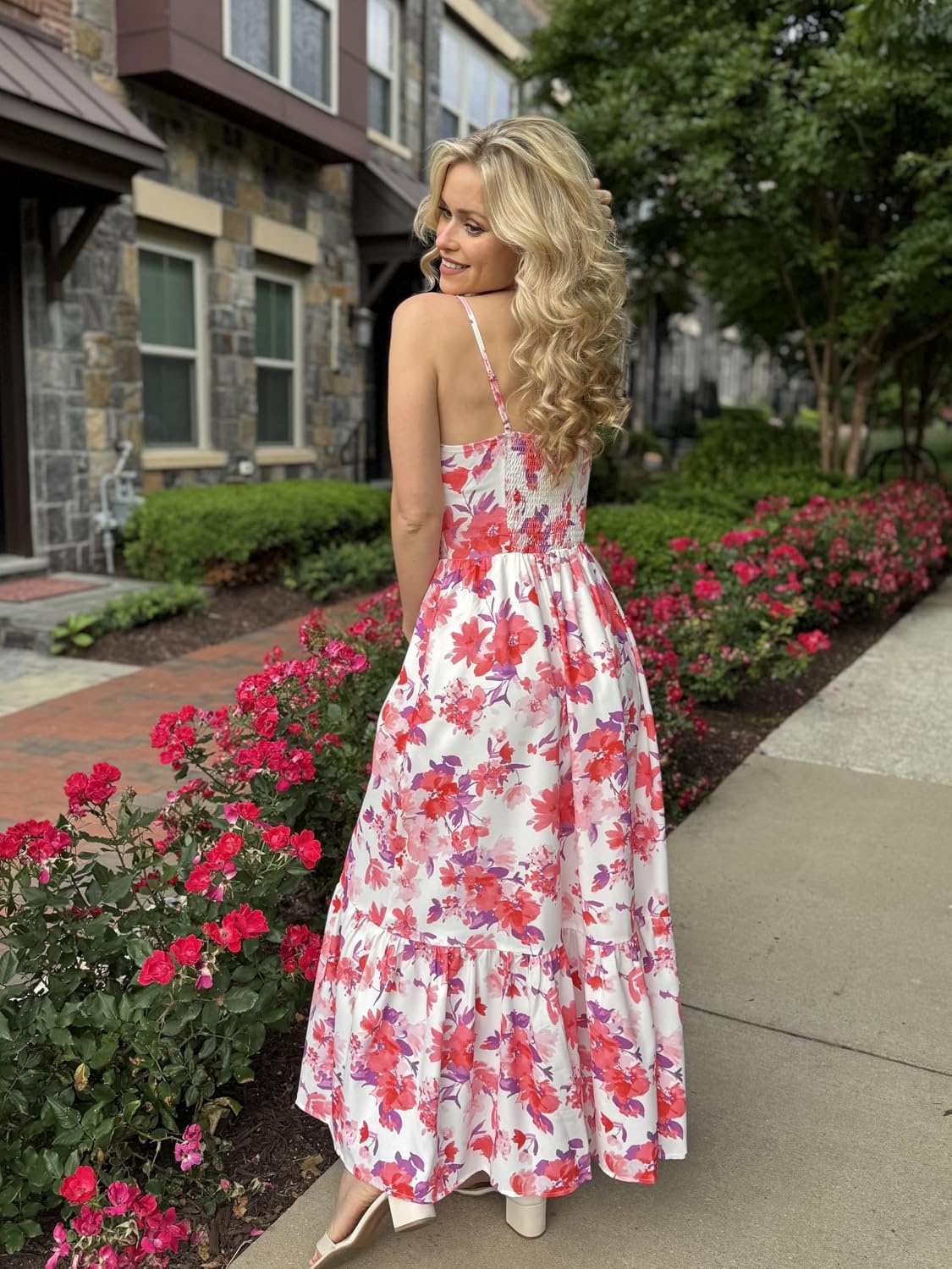 image:imageGRACE KARIN Womens Summer Maxi Floral Beach Dresses 2026White Red Floral