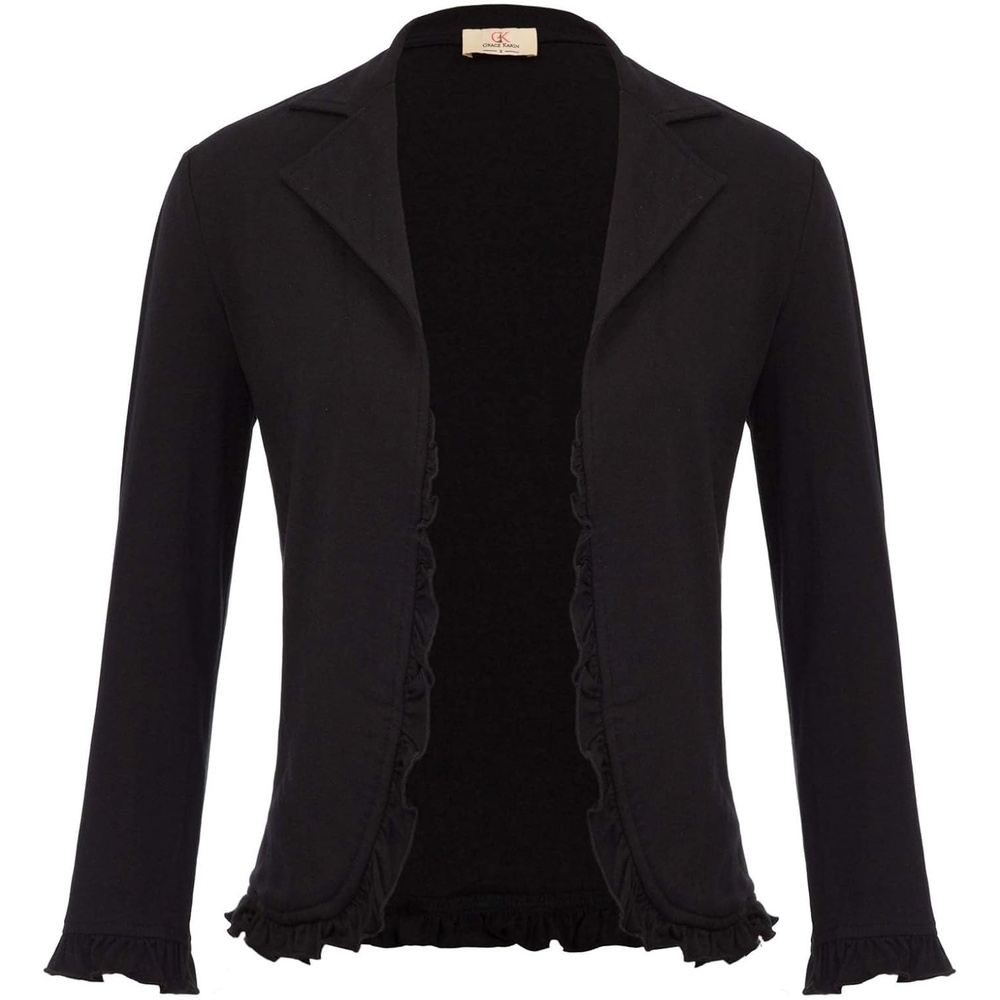 image:imageGRACE KARIN Women 34 Sleeve Cropped Blazer JacketBlack