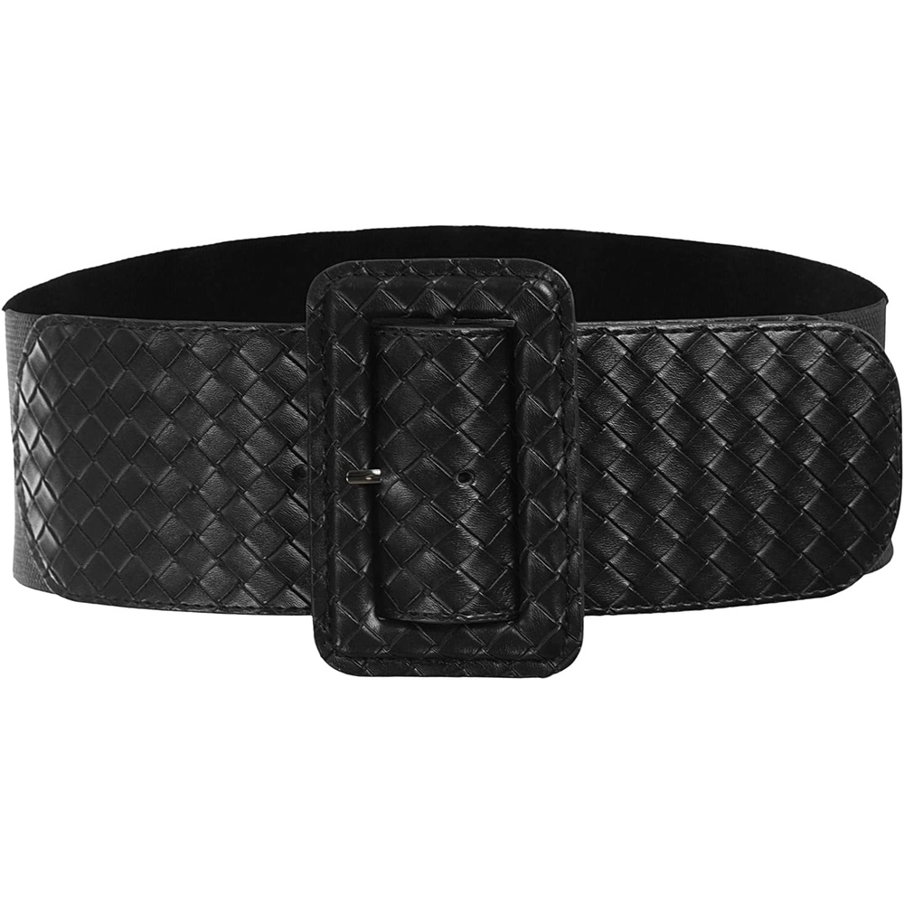 image:imageGRACE KARIN Womens Stretchy Belt 3 Inch Wide Elastic BeltsBraid Black
