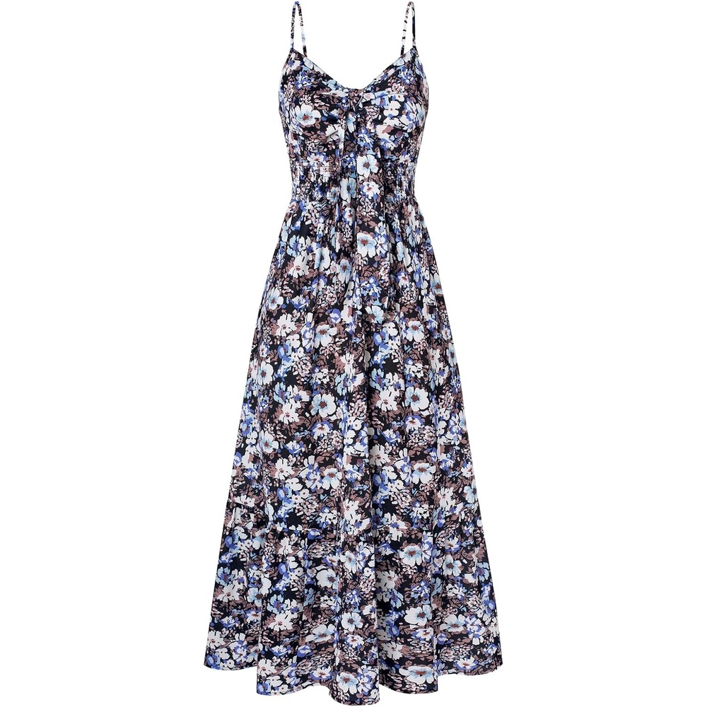 image:imageGRACE KARIN Womens Summer Maxi Floral Beach Dresses 2026Black Blue Floral