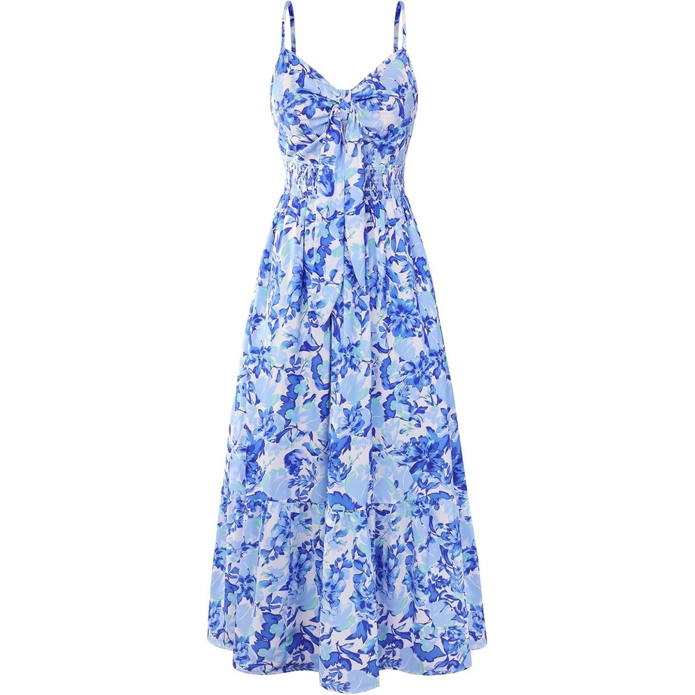 image:imageGRACE KARIN Womens Summer Maxi Floral Beach Dresses 2026Blue Flower Vine