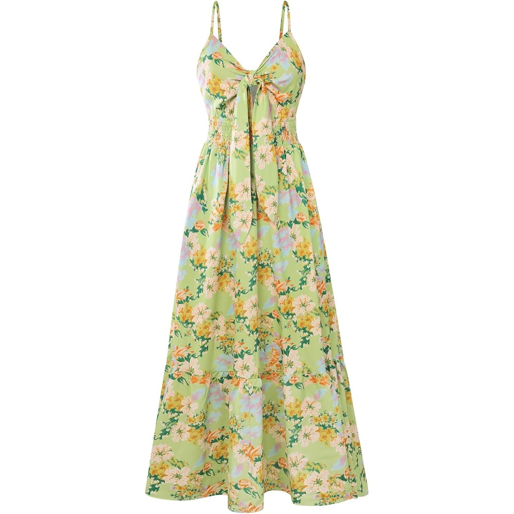 image:imageGRACE KARIN Womens Summer Maxi Floral Beach Dresses 2026Green Floral Print