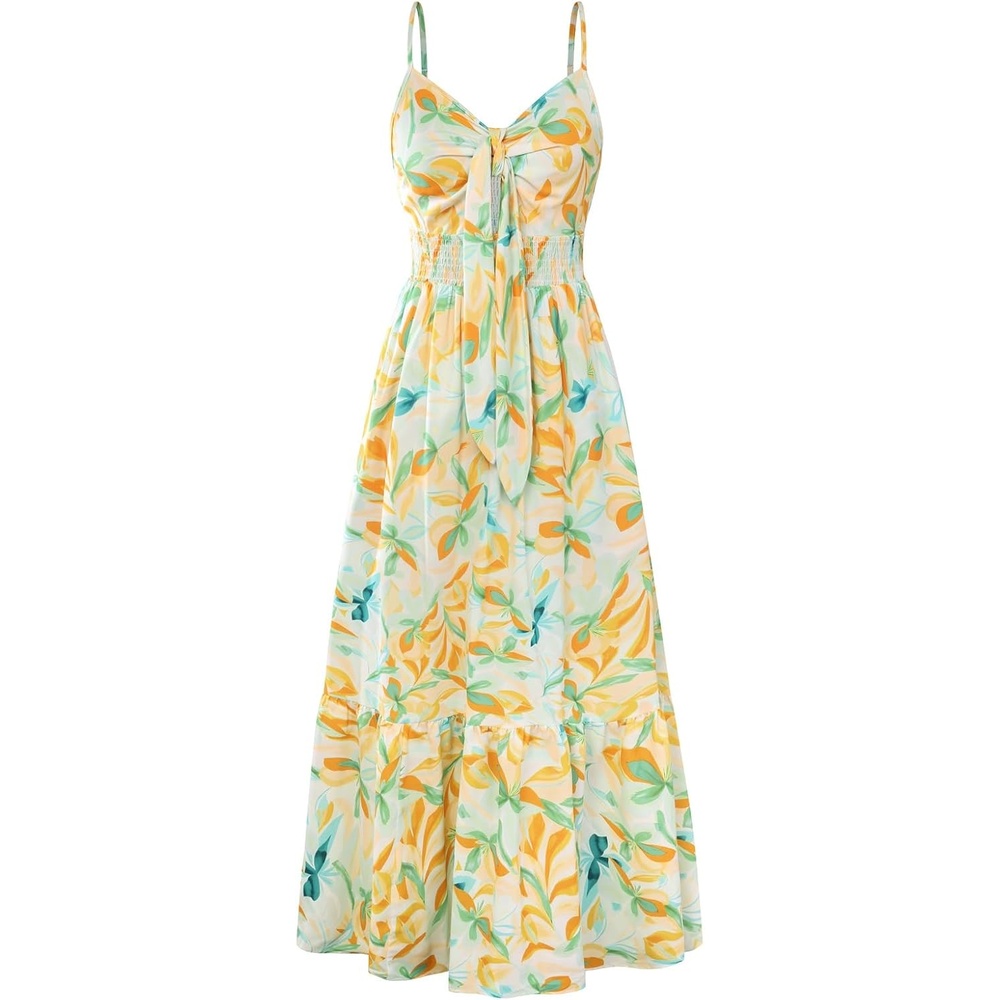 image:imageGRACE KARIN Womens Summer Maxi Floral Beach Dresses 2026Green Yellow Flower