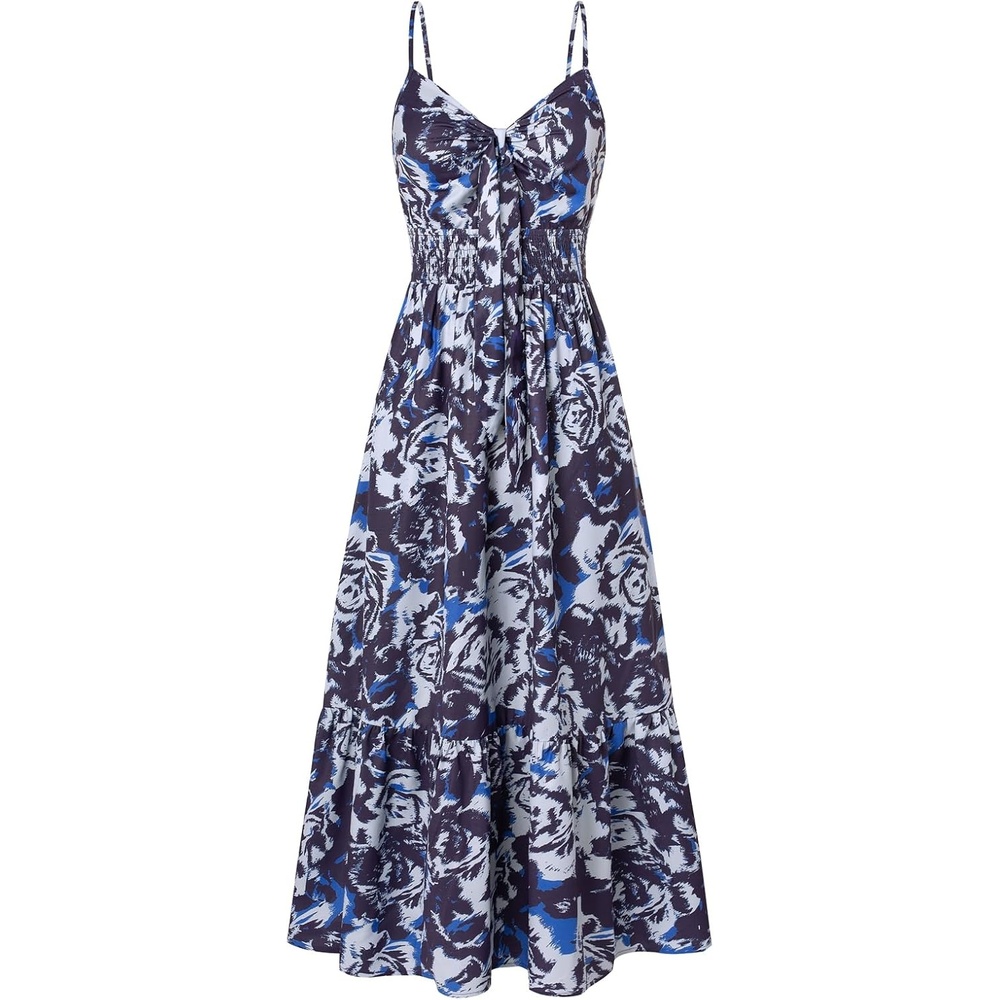 image:imageGRACE KARIN Womens Summer Maxi Floral Beach Dresses 2026Navy Blue Flower