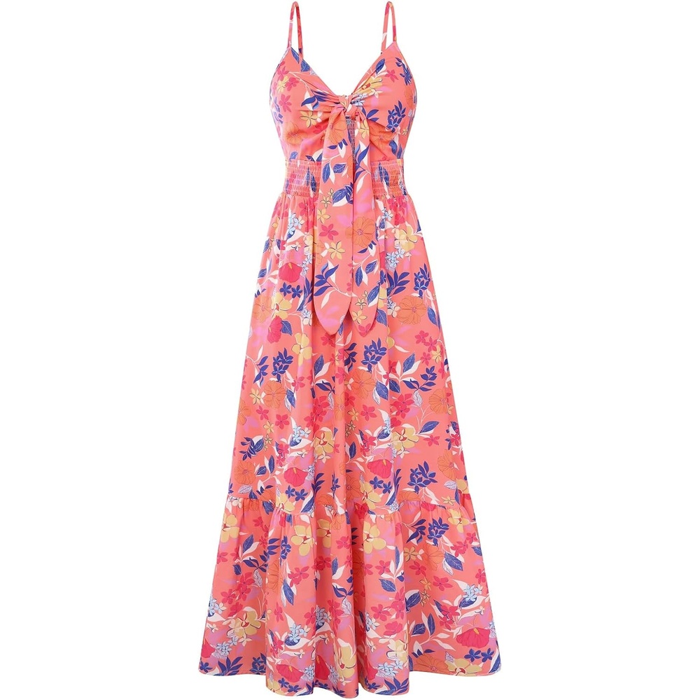 image:imageGRACE KARIN Womens Summer Maxi Floral Beach Dresses 2026Pink Yellow Flower