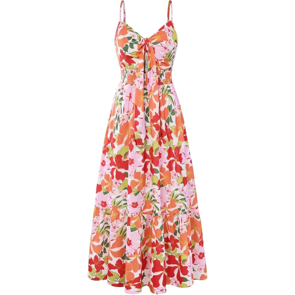 image:imageGRACE KARIN Womens Summer Maxi Floral Beach Dresses 2026Red Pink Flower