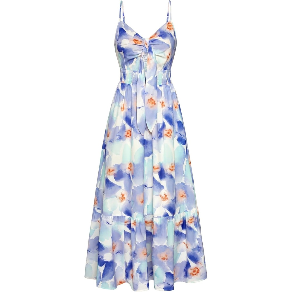 image:imageGRACE KARIN Womens Summer Maxi Floral Beach Dresses 2026White Blue Flowers
