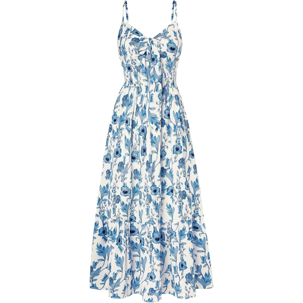 image:imageGRACE KARIN Womens Summer Maxi Floral Beach Dresses 2026White Blue Vine