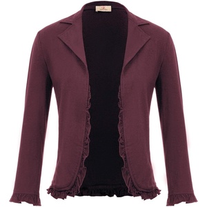 GRACE KARIN Women 3/4 Sleeve Cropped Blazer Jacket(Burgundy)