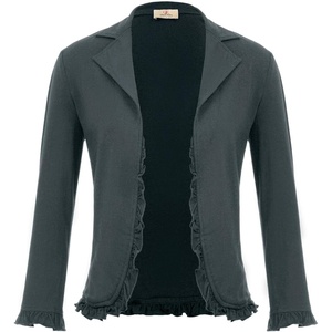 GRACE KARIN Women 3/4 Sleeve Cropped Blazer Jacket(Dark Gray)