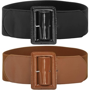 GRACE KARIN Women’s Stretchy Belt 3 Inch Wide Elastic Belts(Black+brown)