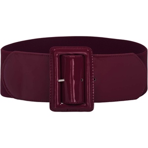 GRACE KARIN Women’s Stretchy Belt 3 Inch Wide Elastic Belts(Wine Red)
