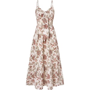 GRACE KARIN Womens Summer Maxi Floral Beach Dresses 2026(Beige Red Vine)