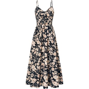 GRACE KARIN Womens Summer Maxi Floral Beach Dresses 2026(Black Beige Floral)