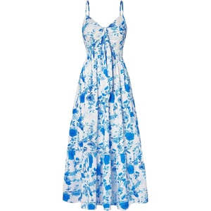 GRACE KARIN Womens Summer Maxi Floral Beach Dresses 2026(Blue Flowers)