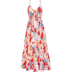 GRACE KARIN Womens Summer Maxi Floral Beach Dresses 2026(Blue Red Floral)