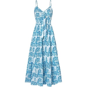 GRACE KARIN Womens Summer Maxi Floral Beach Dresses 2026(Blue White Floral)