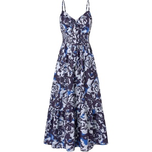 GRACE KARIN Womens Summer Maxi Floral Beach Dresses 2026(Navy Blue Flower)