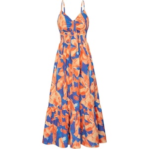 GRACE KARIN Womens Summer Maxi Floral Beach Dresses 2026(Orange Blue Floral)