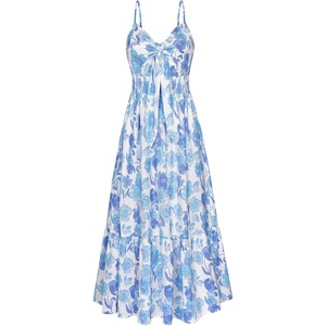 GRACE KARIN Womens Summer Maxi Floral Beach Dresses 2026(White Blue Floral)