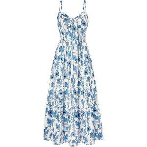 GRACE KARIN Womens Summer Maxi Floral Beach Dresses 2026(White Blue Vine)