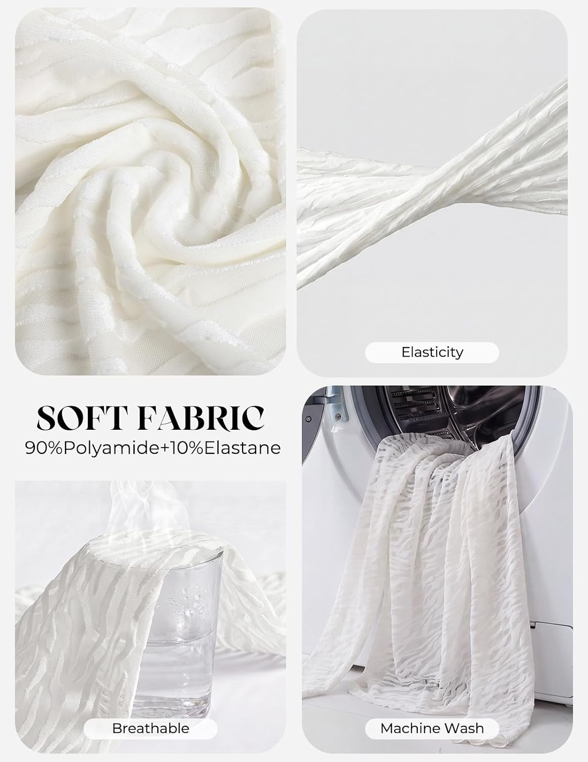 image:imageGRACE KARIN 2026 Mock Neck Sheer Lace Long Sleeve TopWhite Velvet Texture