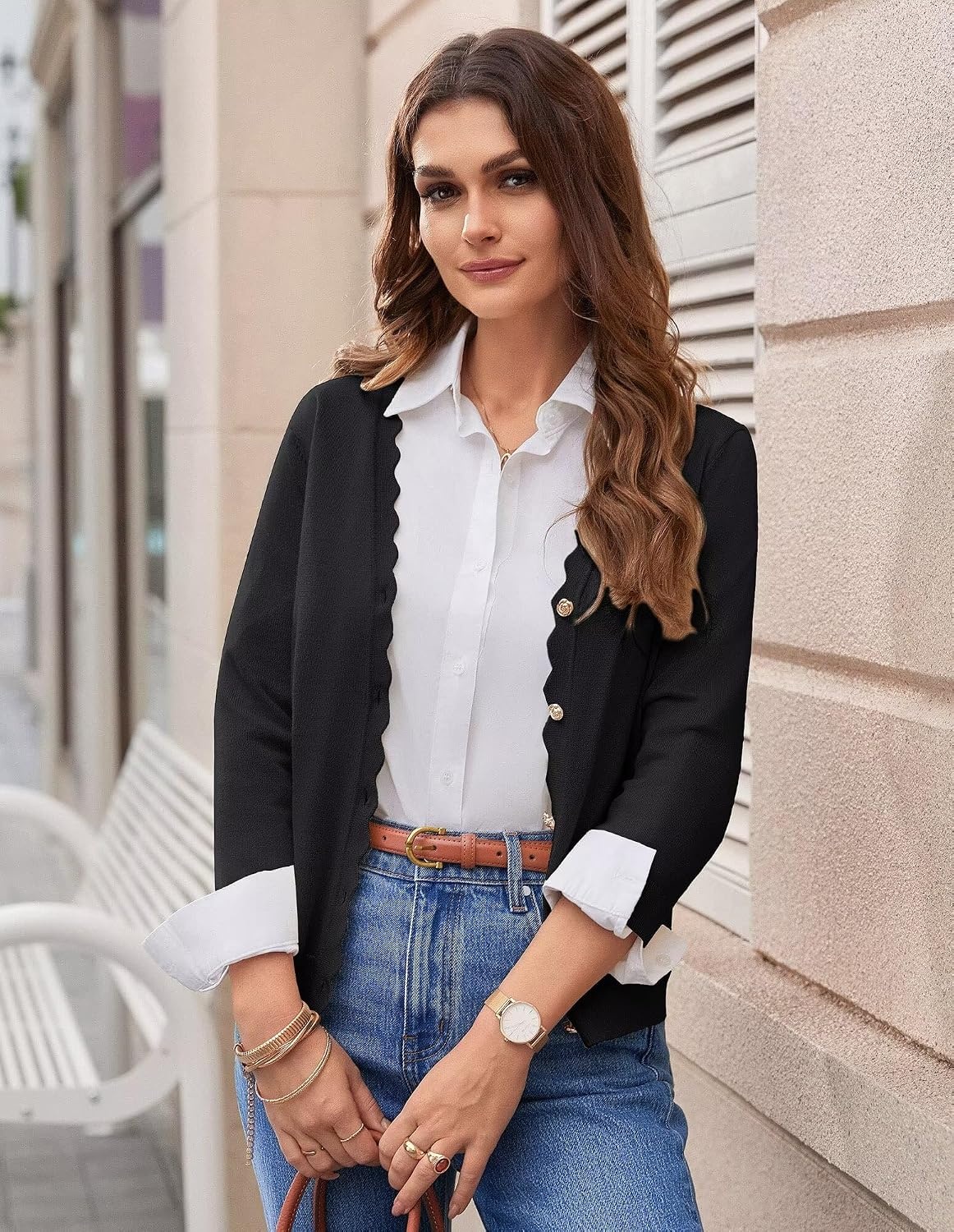 image:imageGRACE KARIN Cardigan Sweaters for Women Summer Lightweight 34 Sleeve Bolero Shrugs for Dress Women Fashion Outfits 2026Black