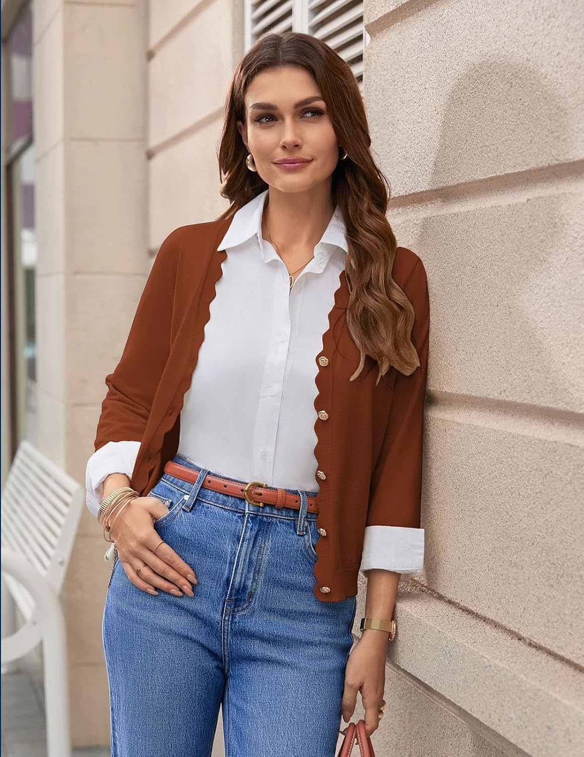 image:imageGRACE KARIN Cardigan Sweaters for Women Summer Lightweight 34 Sleeve Bolero Shrugs for Dress Women Fashion Outfits 2026Caramel