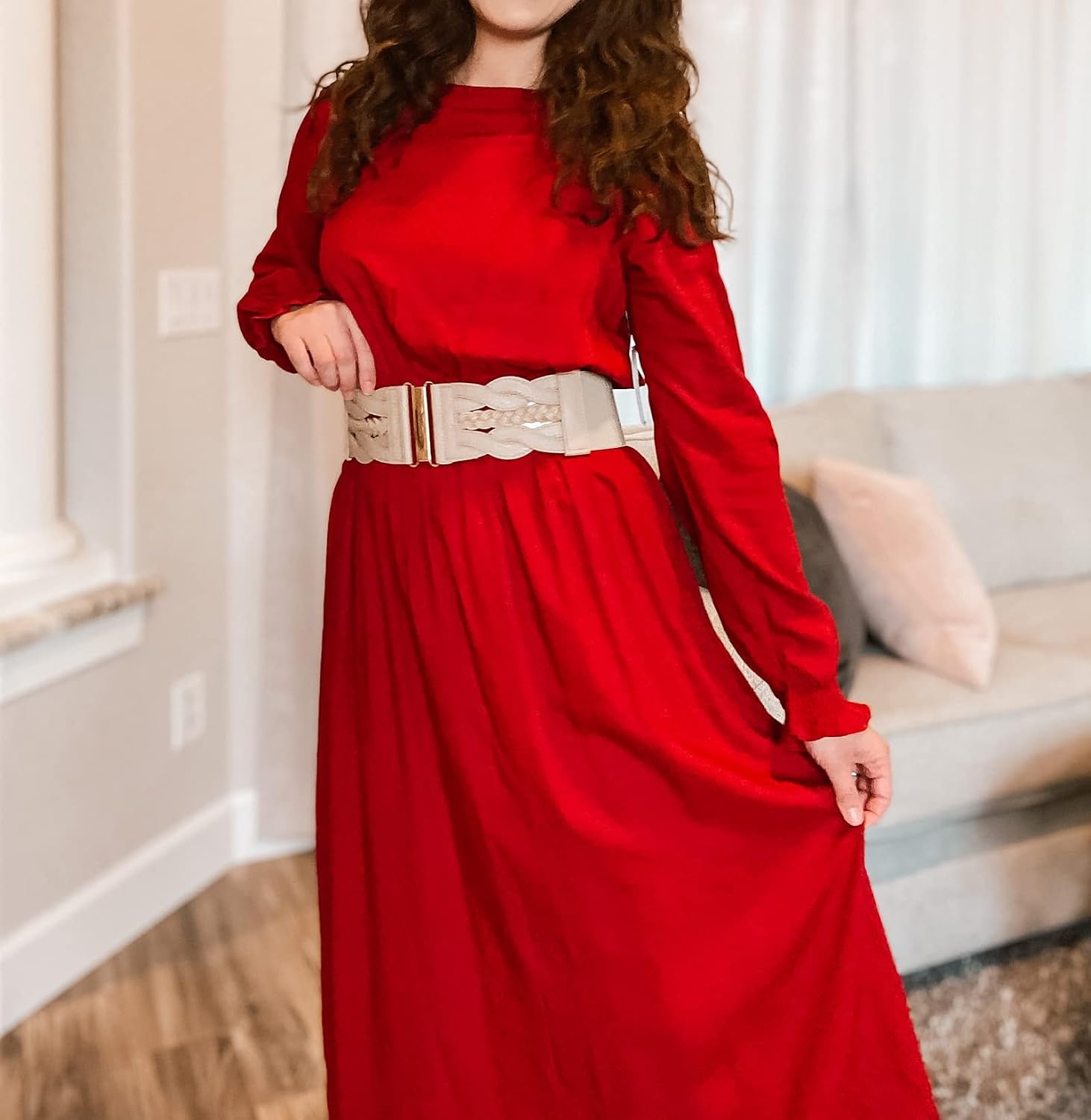 image:imageGRACE KARIN Wide Belts for Women Elastic Waist BeltBeige