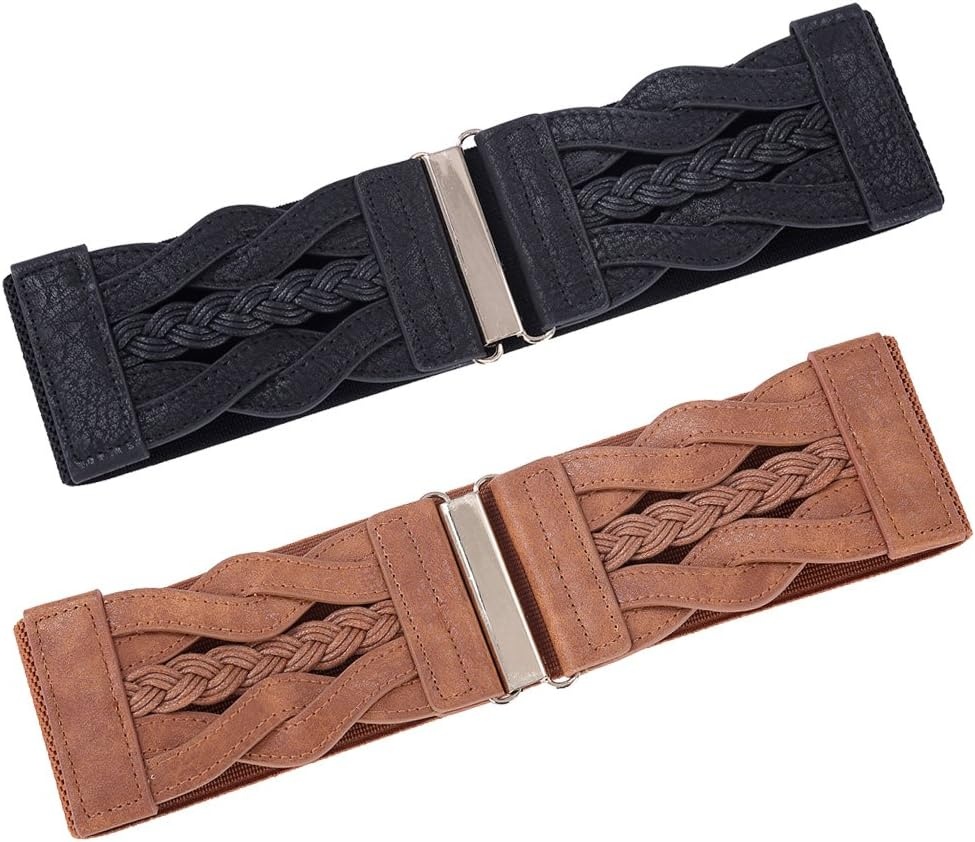 image:imageGRACE KARIN Wide Belts for Women Elastic Waist BeltBlack and Brown