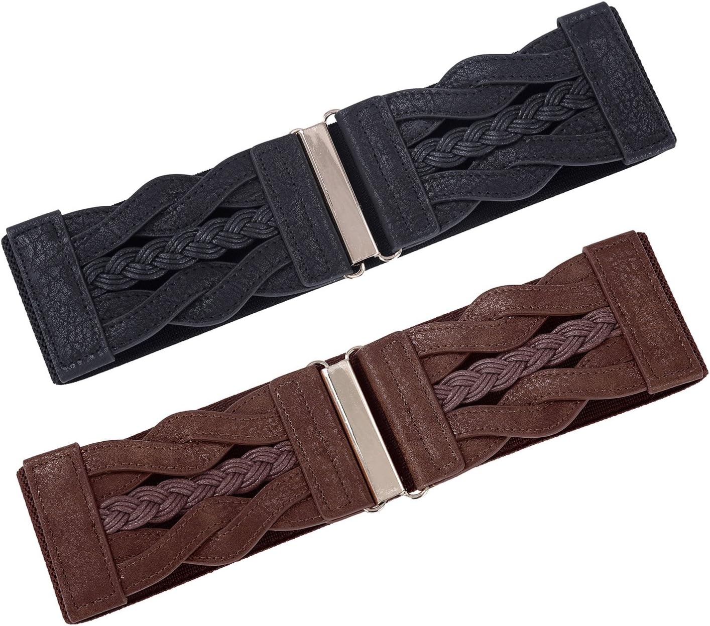 image:imageGRACE KARIN Wide Belts for Women Elastic Waist BeltBlack and Coffee