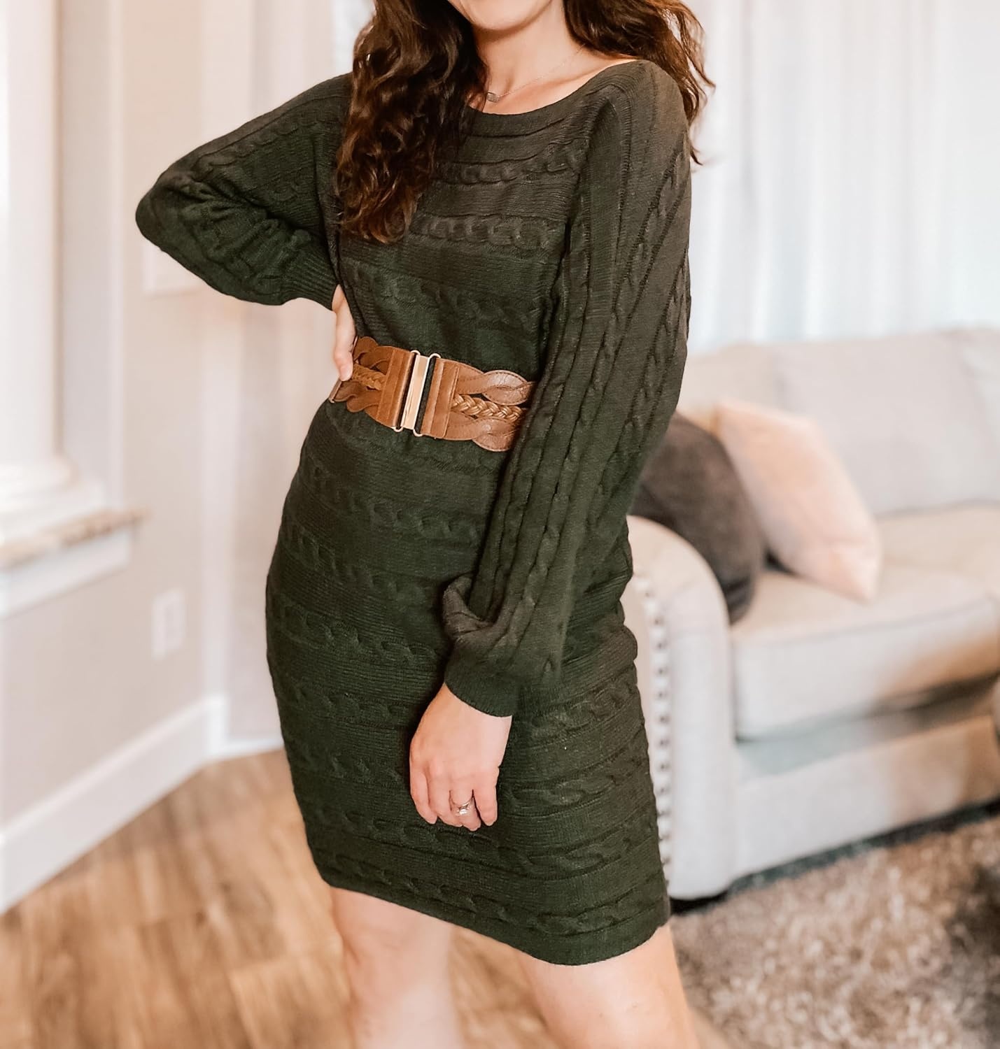 image:imageGRACE KARIN Wide Belts for Women Elastic Waist BeltBrown