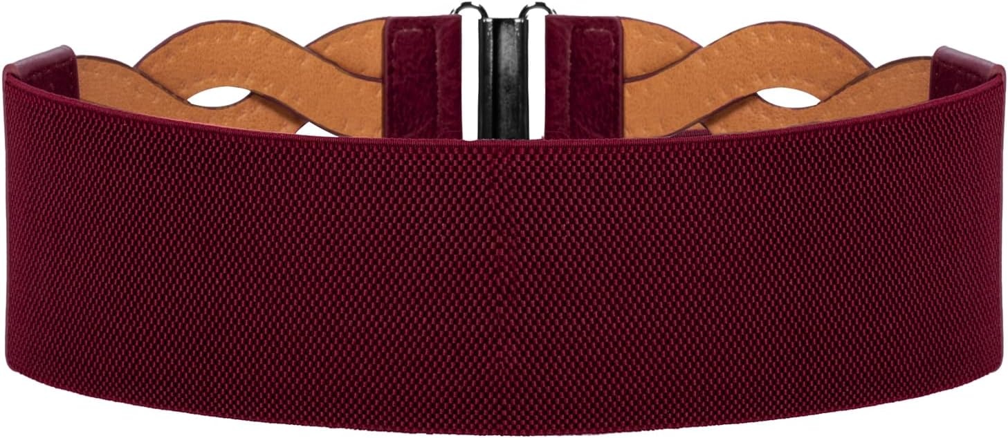 image:imageGRACE KARIN Wide Belts for Women Elastic Waist BeltBurgundy