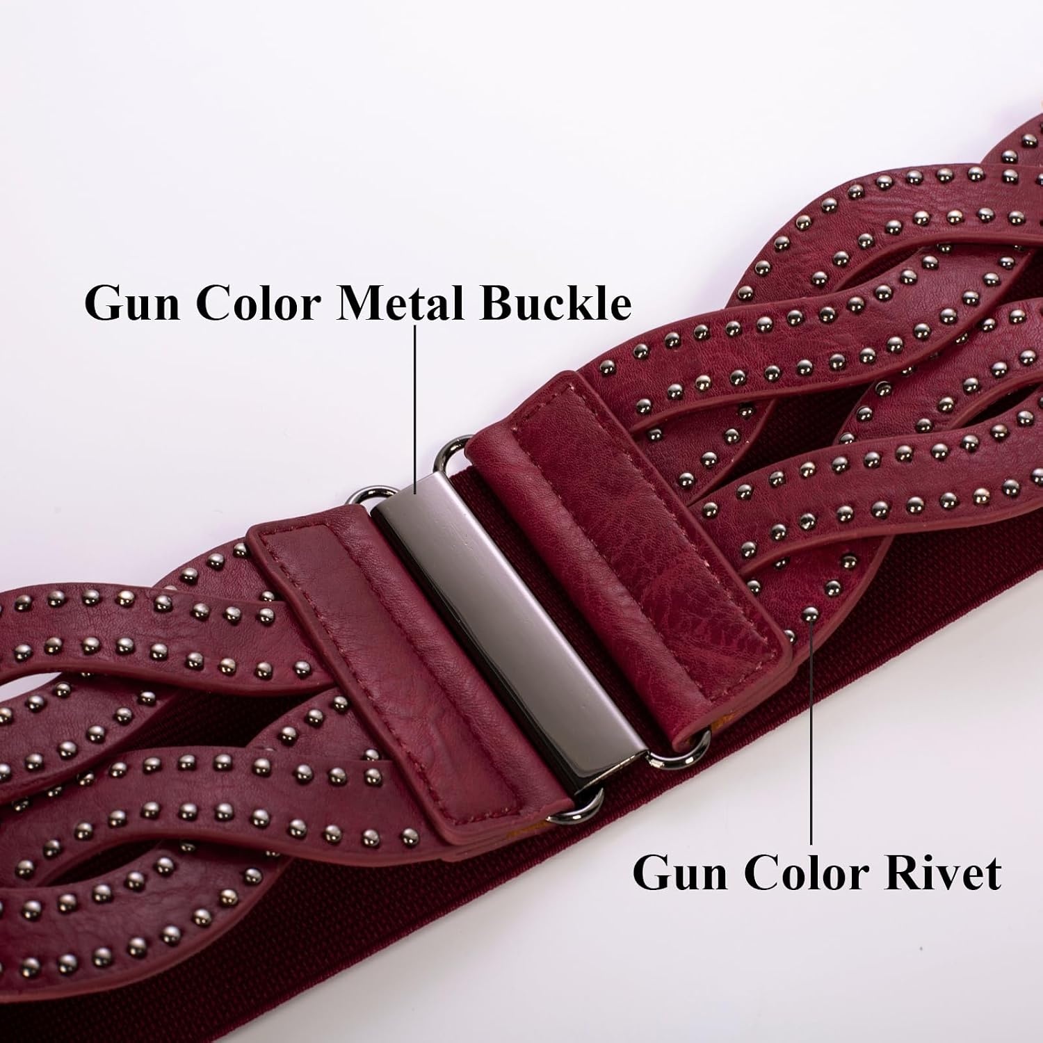 image:imageGRACE KARIN Wide Belts for Women Elastic Waist BeltBurgundy