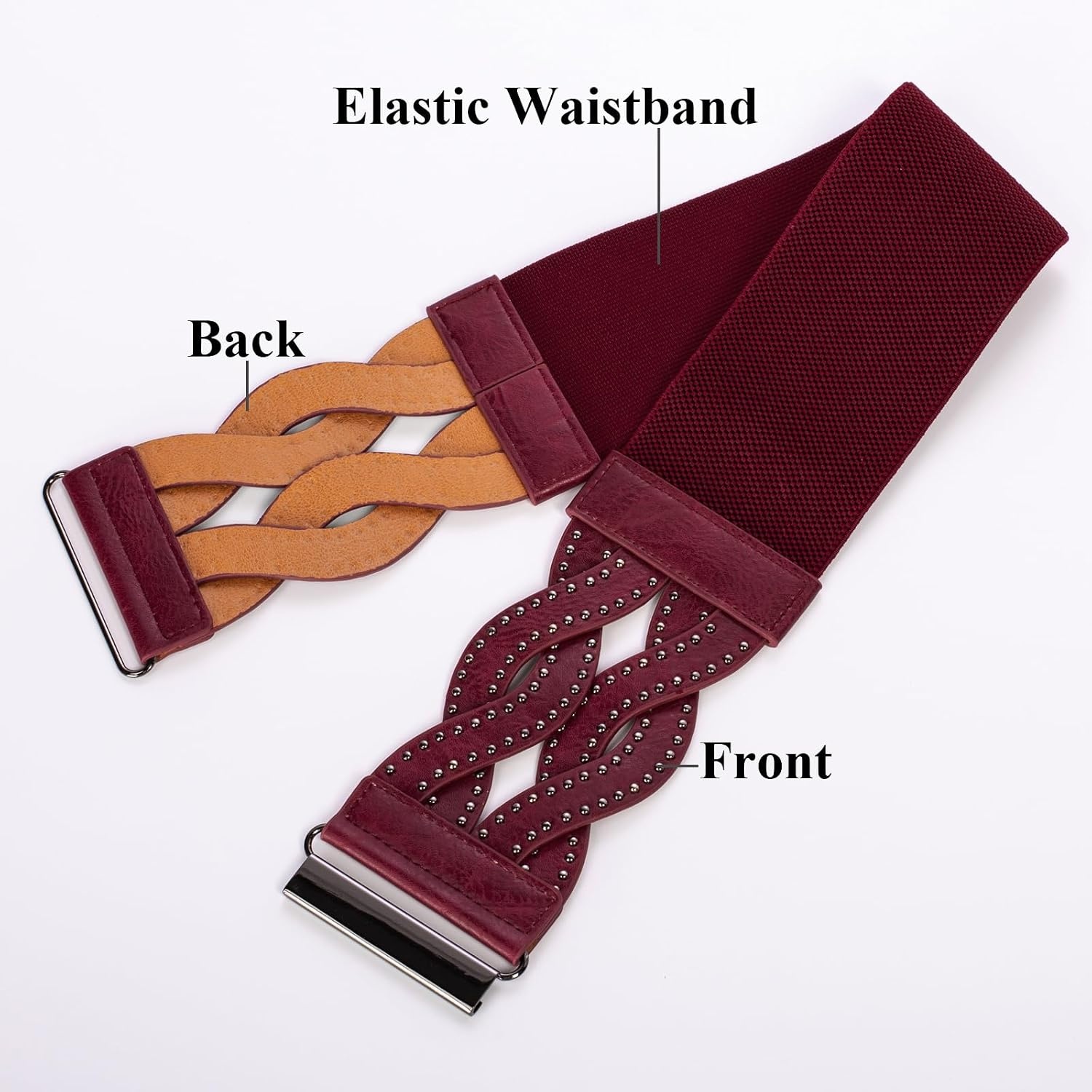image:imageGRACE KARIN Wide Belts for Women Elastic Waist BeltBurgundy