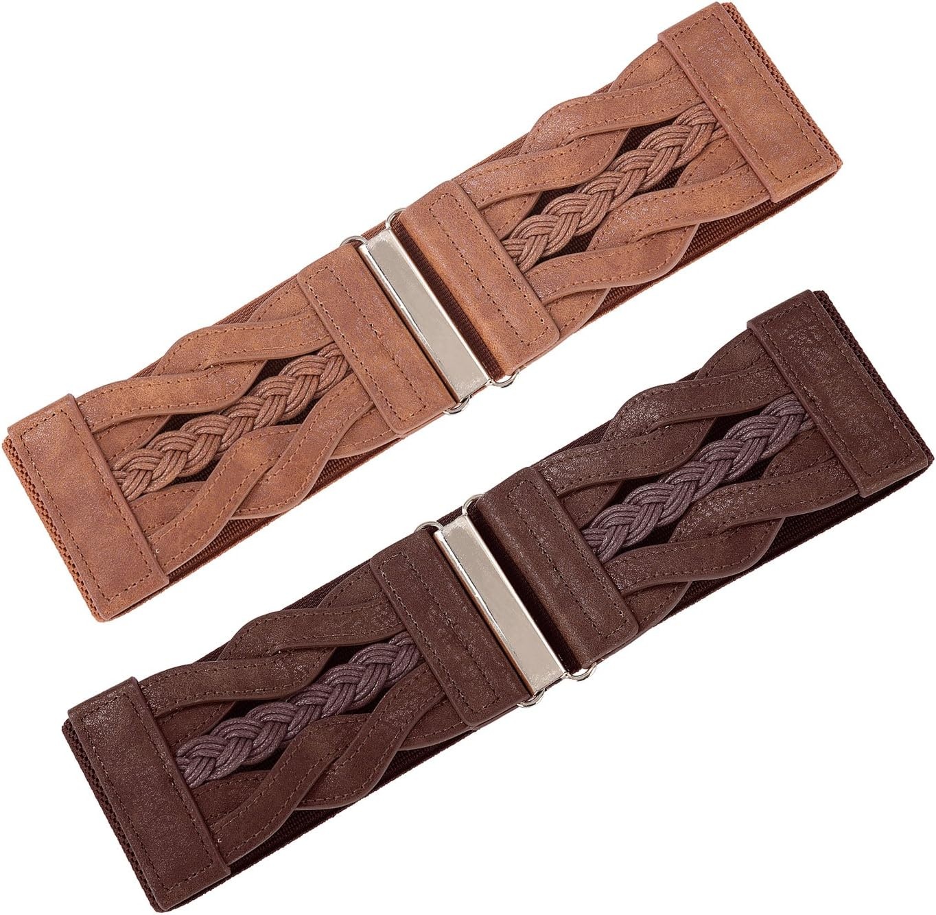 image:imageGRACE KARIN Wide Belts for Women Elastic Waist BeltCoffee and Brown