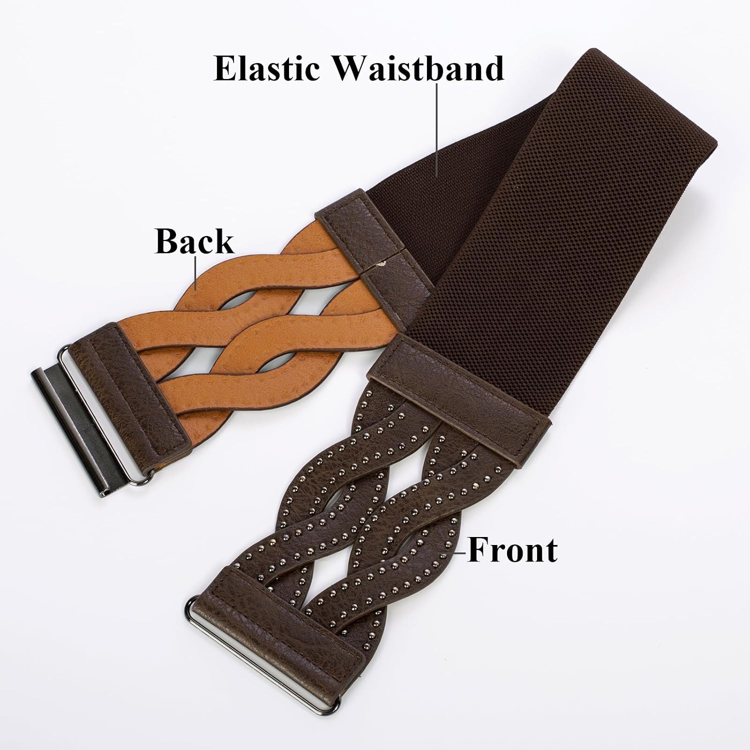 image:imageGRACE KARIN Wide Belts for Women Elastic Waist BeltDark Brown