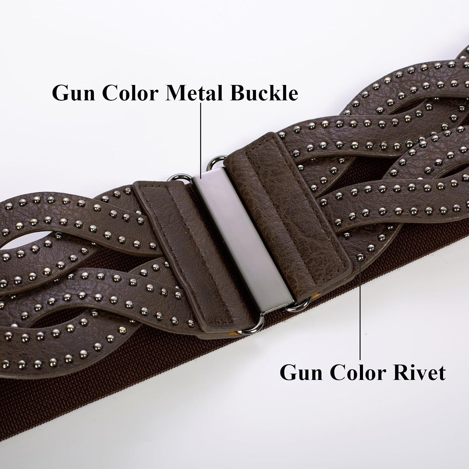 image:imageGRACE KARIN Wide Belts for Women Elastic Waist BeltDark Brown