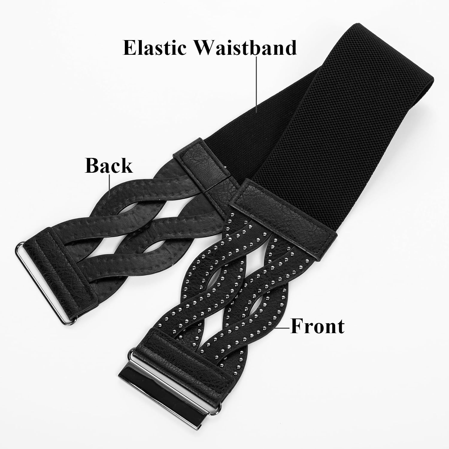 image:imageGRACE KARIN Wide Belts for Women Elastic Waist BeltMatte Black