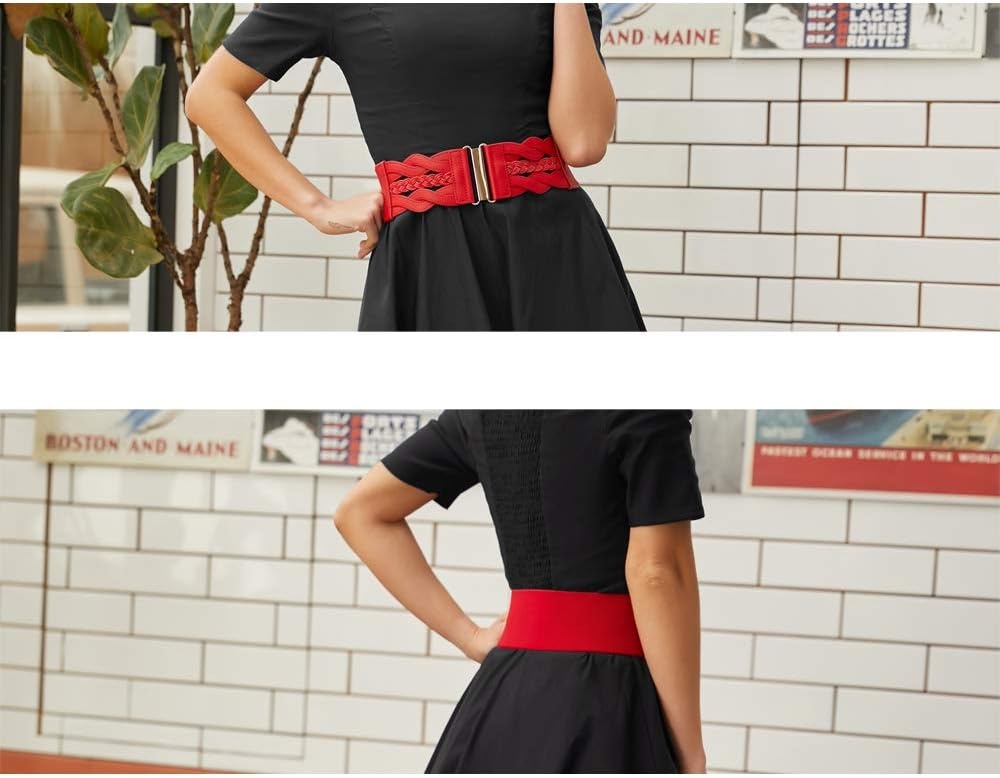image:imageGRACE KARIN Wide Belts for Women Elastic Waist BeltRed