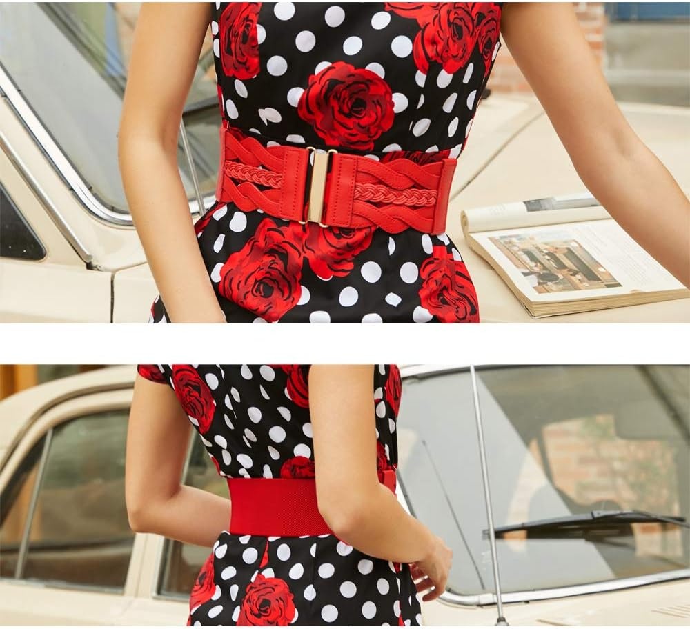 image:imageGRACE KARIN Wide Belts for Women Elastic Waist BeltRed